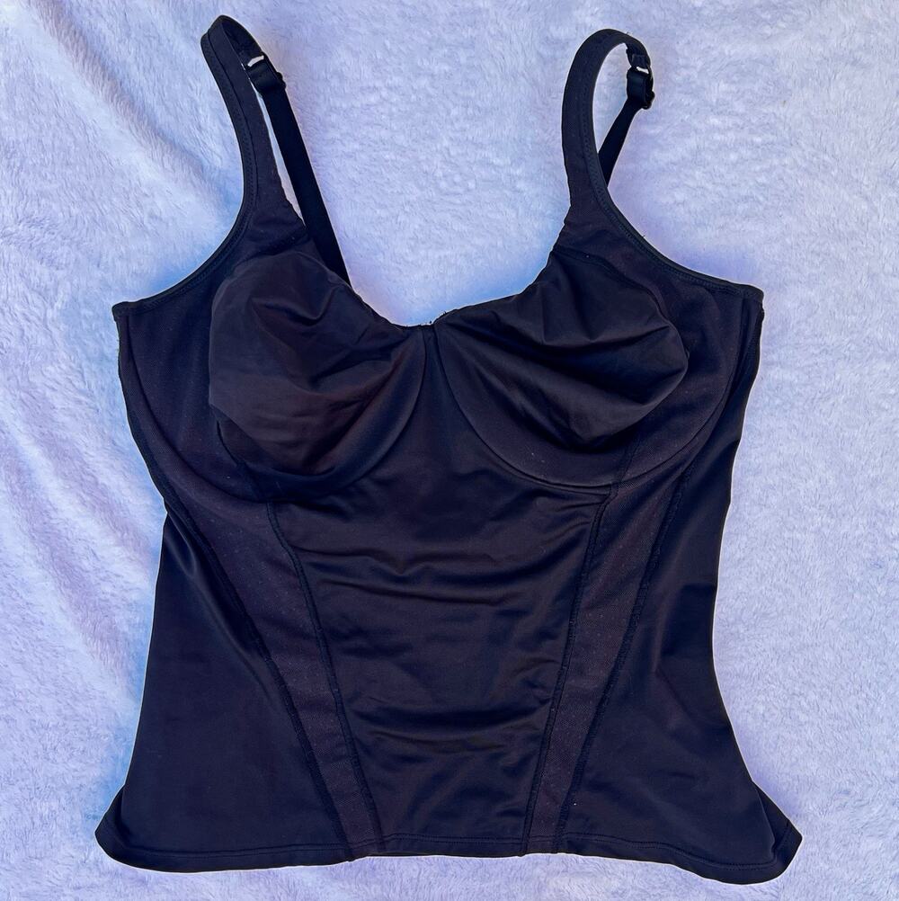 VTG Playtex Shapewear Black Shaping Top Shapewear 40D Bustier Adjustable Straps